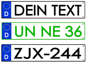 Allemagne Plaques d'immatriculation Pré-Cut