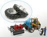Ø 47 mm: 2x Dubbellucht Shovel banden + Alu. velgen passend in de Aluminium Farmmodels Volvo L60H serie  1:32         