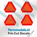4x Gevarendriehoek 14mm hoog stickers ORANJE met RODE randen Pré-Cut Decals 1:32 Farmmodels.nl