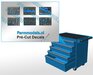 Gereedschap Inlay stickers blauw tbv brede gereedschapstrolley. Pré-Cut Decals 1:32 Farmmodels.nl 