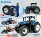 Ø 47 x 20.5 mm: NEW HOLLAND T7.210/ T7.225: 2x Brede Banden (nr. 1A)  + ALUMINIUM velgen BLANK geleverd 1:32 Farmmodels Custom Line Series 