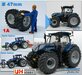 Ø 47 x 20.5 mm: NEW HOLLAND T7.210/ T7.225: 2x Brede Banden (nr. 1A) + ALUMINIUM velgen ALU_METALIC Gespoten geleverd 1:32 Farmmodels Custom Line Series 