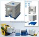 1x IBC TANK met los FRAME - KUNSTSTOF PALLET - DEKSEL - KRAAN   Materiaal: Resin, BLAUW - WIT - ALU. CHROOM Gespoten geleverd 1:32