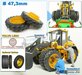 Ø 47.3 mm: 2x Dubbellucht Shovel banden + ALUMINIUM velgen VOLVO GEEL Gespoten geleverd passend in de Aluminium Farmmodels Volvo L60H serie  1:32         