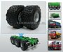 Ø 43 mm: 2x Michelin XS banden + ALUMINIUM METALIC gespoten velgen, geschikt voor ROS assen, 1:32 