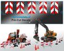 10x Verdrijvingsbord/ afzetting Verkeer stickers ong. 7.4 x 28.3 mm   Pré-Cut Decals 1:32 Farmmodels.nl