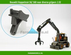 BOUWKIT KOPPELSTUK S6/ S60 naar diverse grijpers (o.a.Volvo EWR150E, Liebherr en Atlas mobiele kranen AT) 1:32