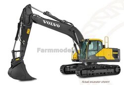 Volvo EC220E rupskraan met S70 QC/ snelwissel + bak + 60 cm brede rupsen  1:32   AT3200115   VERWACHT EIND NOV. 2025/EXPECTED END NOV.2025
