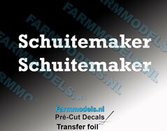 2x SCHUITEMAKER stickers Witte LETTERS uit WITTE folie 10,2 x 101,8 mm Pré-Cut Decals  met applicatie folie  1:32 Farmmodels.nl 