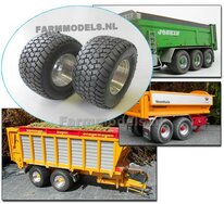Ø 45.7 mm: 2x Michelin Cargo X Bib 710/50 R30.5 banden met aluminium gedraaide velgen  1:32  FM01        