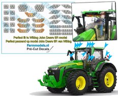 33x (Werk-) Verlichtings stickers LED met extra dikke transparante laag t.b.v. John Deere 8R Wiking 1:32 Farmmodels.nl