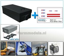 Overdruk filter/ Lucht Filter in ZWART HOOGGLANS gespoten INCL. STICKERSET BM AIR geleverd  TYPE 1  afm. 28,12 x 13,75 x 9,20mm  1:32 