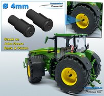 2x  John Deere STEEK-ASSEN  Ø 4mm x 6.5mm t.b.v. ACHTERAS JD ZWART Gespoten Geleverd  1:32  Farmmodels Premium Line Series  