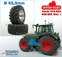 Ø 62.5 x 27.7 mm: Fendt 824/ 926 Gen I: 2x Brede Banden + ALUMINIUM velgen BLANK Geleverd 1:32 Farmmodels Custom Line Series