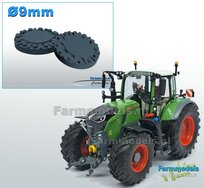 2x Afdekplaat t.b.v. (Achteras-) Velg Ø 9 mm  Materiaal Resin, FENDT 728 (Wiking) CHASSIS GRIJS Gespoten geleverd 1:32