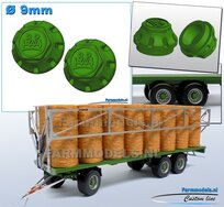 2x NAAFDOP uitvoering MET CENTREERRAND ONDERKANT Ø 9 mm Materiaal Kunststof FENDT NATURE GREEN Gespoten geleverd 1:32