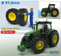 Ø 57.8 x 25.2 mm: JD 7310R: 2x Vredestein Traxion 750/65 R34 Banden + KUNSTSTOF Velgen JOHN DEERE GEEL gespoten 1:32 Farmmodels Custom Line Series