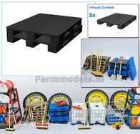 2x KUNSTSTOF PALLET afmeting 38.5 x 32 mm  Materiaal Resin, ZWART MATT Gespoten Geleverd  1:32