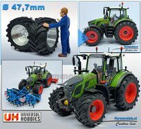 Ø 47.7 x 24.2 mm: Fendt 620 UH: 2x Brede Vooras banden + ALUMINIUM velgen BLANK geleverd 1:32 Farmmodels Custom Line Series 