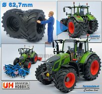 Ø 61.7x 29.9 mm: Fendt 620 UH: 2x Brede banden + ALUMINIUM velgen ZWART GLANS Gespoten geleverd 1:32 Farmmodels Custom Line Series 
