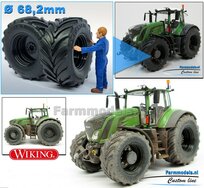 Ø 53.3 x 24.1 mm: FENDT 939 Facelift Wiking: 2x Vredestein XL banden + ALU. Velgen ZWART GLANS gespoten geleverd t.b.v. Fendt 939 facelift Wiking 1:32                           