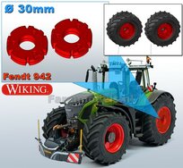 Ø30 mm x 8 mm hoog: 2x FENDT 942 Wiking WIELGEWICHTEN  Materiaal: Resin FENDT ROOD Gespoten geleverd  1:32   Farmmodels Premium Line  HALF MEI 2025 LEVERBAAR