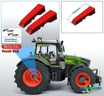FENDT 942 Wiking ACHTERAS: 2x Vario Grip Afdekkappen set t.b.v. Luchtsysteem ACHTERAS t.b.v. Michelin Axiobib2  Materiaal RESIN FENDT ROOD Gespoten geleverd 1:32 