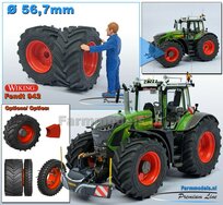 Ø 56.7 x 26.1 mm: FENDT 942 Wiking: 2x Michelin Axiobib2 Banden + RESIN Velgen FENDT ROOD Gespoten geleverd 1:32    Farmmodels Premium Line Series  HALF MEI 2025 LEVERBAAR