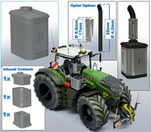 FENDT 1050 DEMPER POT met BESCHERMKAP, perfect passend op de Fendt 1050 Gen2 van Wiking. RESIN, BLANK Geleverd geschikt voor uitlaat Ø 4,2 mm  1:32  