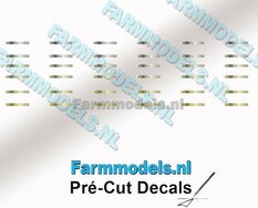 6x6 Beugels met bouten stickers op zilvermetallic, met 'messing' look, 13mm breed x 1,5mm hoog, 1:32 Farmmodels.nl