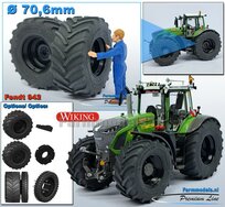 Ø 70.6 x 30.4 mm: FENDT 942 Wiking: 2x Michelin Axiobib2 Banden + RESIN Velgen ZWART GLANS Gespoten geleverd 1:32    Farmmodels Premium Line Series 