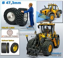 Ø 47.3 mm: VOLVO L60H: 2x brede Shovel banden + ALUMINIUM velgen BLANK Geleverd geschikt voor Volvo L60H serie agri Collectables 1:32  