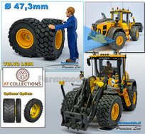 Ø 47.3 mm: VOLVO L60H: 2x brede Shovel banden + ALUMINIUM velgen VOLVO GEEL Gespoten geleverd geschikt voor Volvo L60H serie agri Collectables 1:32  