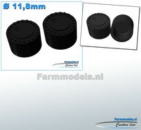 2x Eindvertragingen/ Planeetkappen Ø 11.8 mm rondom boutjes ZWART GLANS Gespoten geleverd 1:32