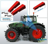 Vario Grip Afdekkappen set t.b.v. Luchtsysteem Fendt ACHTERAS (o.a. FENDT 939)  + stickerset Vario Grip, RESIN FENDT ROOD Gespoten geleverd 1:32 
