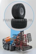 Ø 52 mm: 2x Michelin Cargo X Bib 850/50 R30.5 banden ALUMINIUM gedraaide velgen ALUMINIUM METALIC Gespoten geleverd 1:32  
