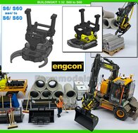BOUWKIT: Engcon EC219 Draaikantelstuk met gripper S60 Koppeling naar S60 koppeling. Materiaal: RESIN BLANK geleverd 1:32 