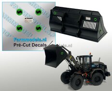 4x Groen Steelwrist logo plus chassisplaatje, op mat zwarte folie ø4,9mm Pré-Cut Decal stickersets 1:32