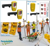 2x TOPCON LS-80X Hand Ontvangers met 2x KLEM/ STEUN  RESIN onderdelen TOPCON GEEL + ZWART Gespoten geleverd +  Pré-Cut Decal stickerset  Farmmodels  1:32                