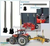 2x MACHINE STEUN + 2x ALUMINIUM PIJP Ø 2mm x 75mm t.b.v. plaatsing diverse (TOPCON) Machine Ontvangers RESIN onderdelen ZWART GLANS Gespoten geleverd  1:32                