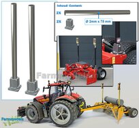 2x MACHINE STEUN + 2x ALUMINIUM PIJP Ø 2mm x 75mm t.b.v. plaatsing diverse (TOPCON) Machine Ontvangers RESIN onderdelen BLANK geleverd  1:32                