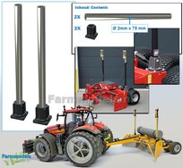 2x MACHINE STEUN + 2x ALUMINIUM PIJP Ø 2mm x 75mm t.b.v. plaatsing diverse (TOPCON) Machine Ontvangers RESIN onderdelen ANTRACIET Gespoten geleverd  1:32                