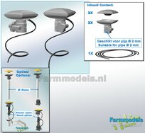 2x TOPCON GPS X-53i Machine Ontvangers + 20 cm zwarte stroomdraad  RESIN onderdelen BLANK geleverd  1:32                
