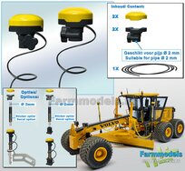 2x TOPCON GPS GNSS X-53i Machine Ontvangers + zwarte stroomdraad  RESIN onderdelen TOPCON BRUIN/ GRIJS & GEEL Gespoten geleverd  1:32                