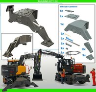 BOUWKIT: Stempels/ Steunpoten set o.a. geschikt voor de Atlas 160W, de Liebherr 916 en Volvo EWR150E van Agri Collectables Materiaal RESIN, BLANK Geleverd  1:32 
