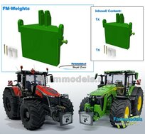 FRONTGEWICHT 400 kg  VLAKKE VOORKANT (Geschikt voor afbeeldingen) 3-Punts aansluiting  Materiaal: Resin JD 7310R GROEN Gespoten geleverd  1:32  