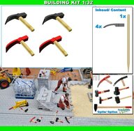 BOUWKIT: 4x STRATENMAKER HAMERS + HOUTEN STELEN Ø 1.6-1.7mm Materiaal RESIN + HOUT BLANK geleverd 1:32