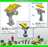 BOUWKIT: WACKER NEUSON SLEUVENSTAMPER  Materiaal Resin GEEL/ ALUMINIUM Gespoten Geleverd  + WACKER NEUSON Pré-Cut Decal stickerset  1:32