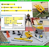BOUWKIT: 3x GELE STANLEY MONOLOGE WATERPASSEN: Pré-Cut Decal stickerset + POLYSTYREEN STRIP BLANK geleverd   Farmmodels  1:32                