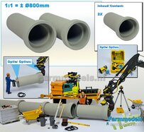 2x RIOOLBUIS BETONLOOK (Binnenmaat 1:1 = Ø800mm)  Materiaal Resin in BETONLOOK/ CONCRETE Gespoten geleverd  1:32    